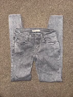 Signature by Levi Strauss Women's Gray Acid-Wash Skinny Jeans